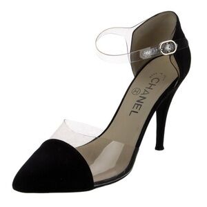 Chanel Interlocking CC Logo Nylon D'Orsay Pointed Toe Pumps 100% authentic